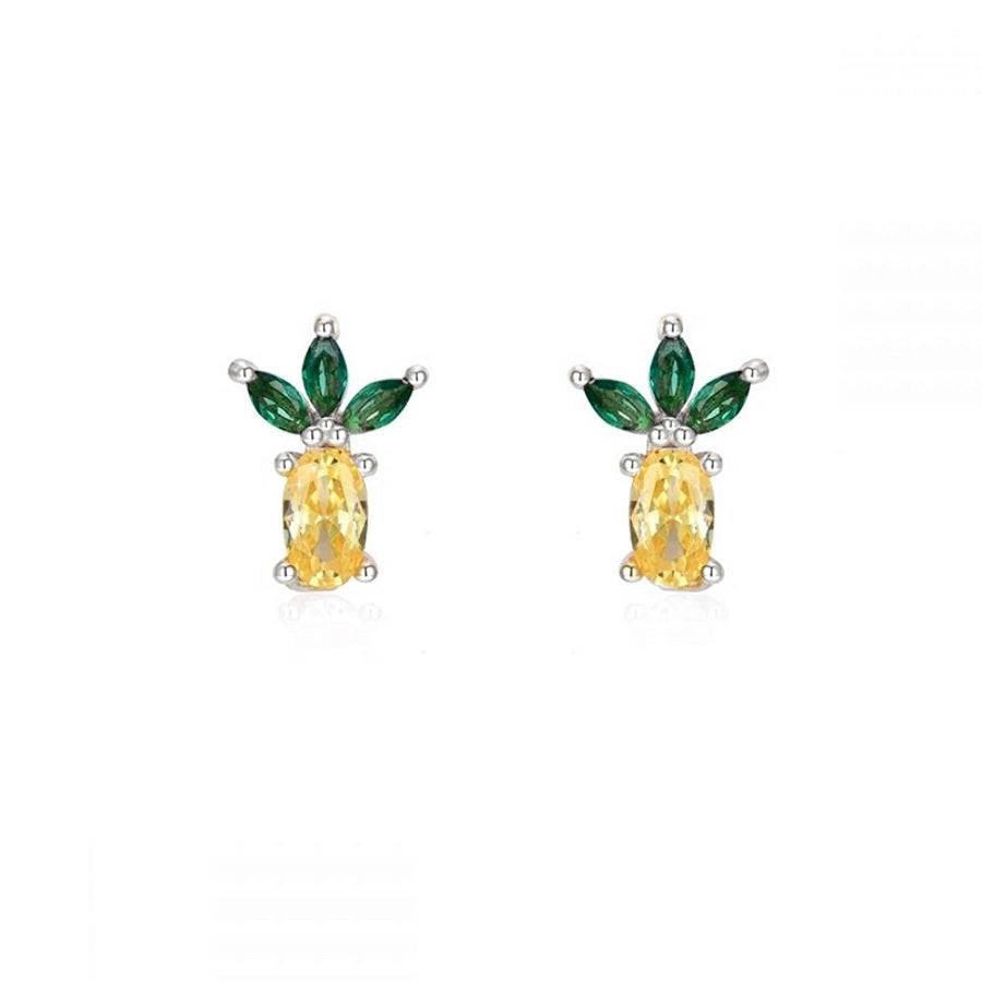 1 pair sweet simple style flower plating inlay copper zircon gold plated ear studs