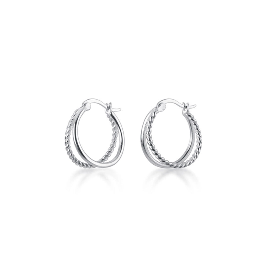 s925 Silver Double Layer Large Hoop Earrings Women's Twist Retro Hong Kong Style Fashion Elegant Trendy Simple Personality Earrings