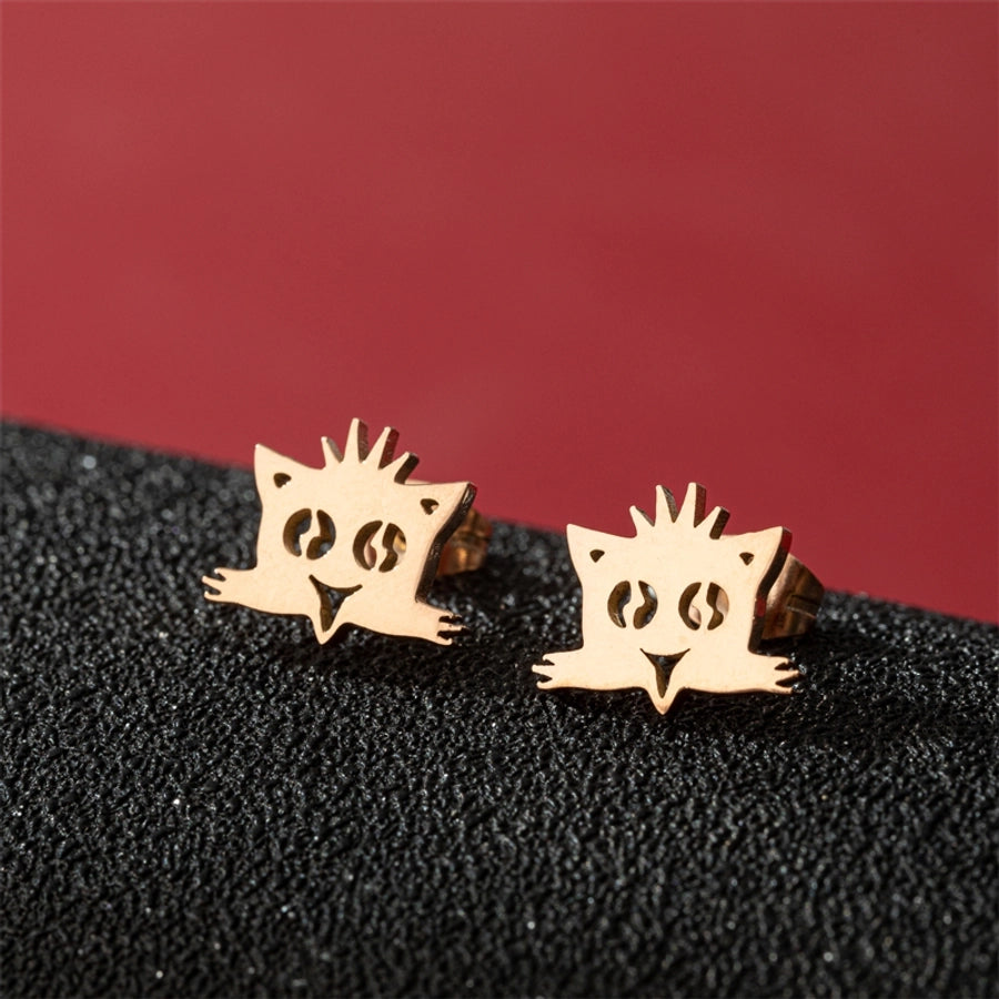 1 Pair Cute Basic Sweet Animal Cat Polishing Plating 304 Stainless Steel 18K Gold Plated Ear Studs