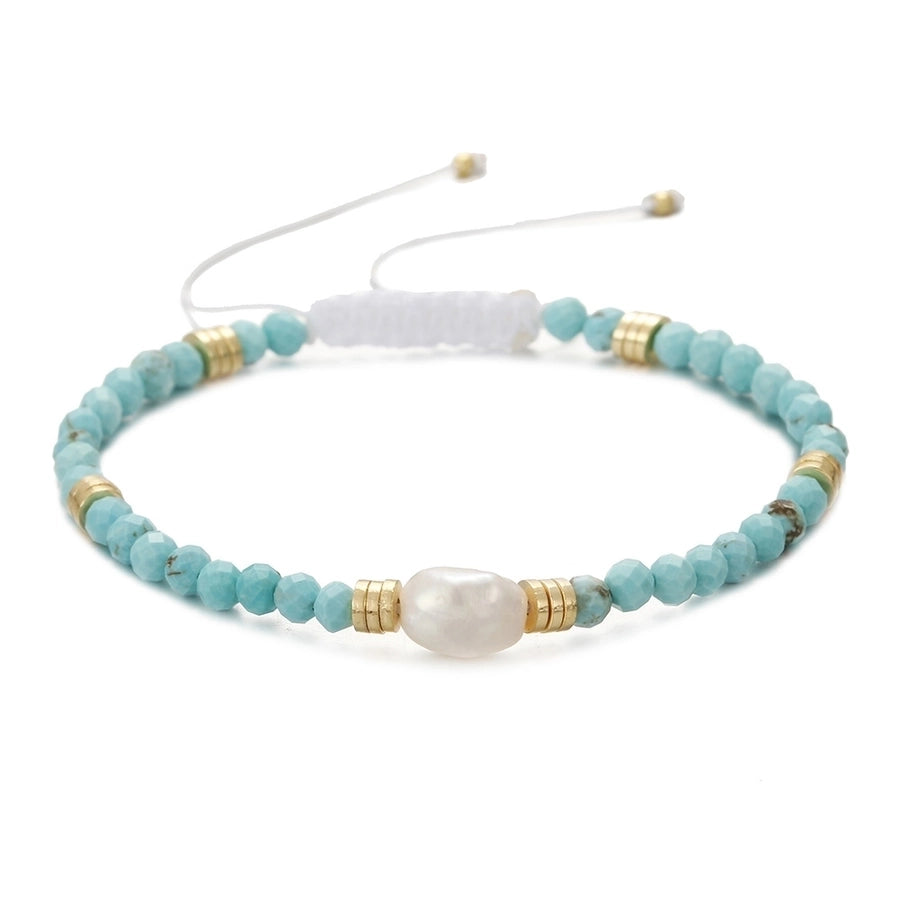 ethnic style round natural stone freshwater pearl copper plating 18k gold plated bracelets