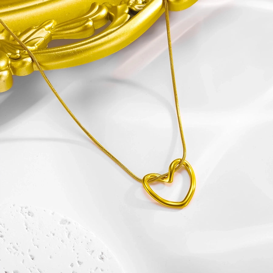 Jewelry Elegant Simple Style Commute Heart Shape 304 Stainless Steel 18K Gold Plated Earrings Necklace