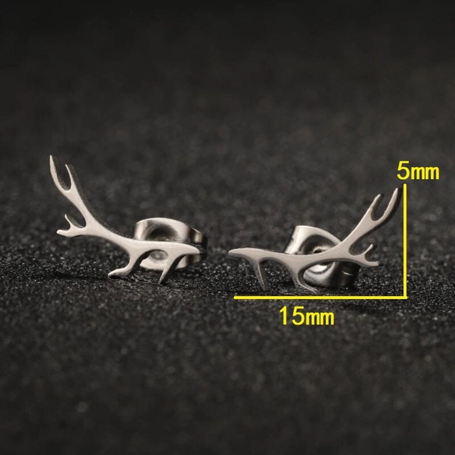 1 Pair Sweet Simple Style Antlers Plating 304 Stainless Steel 18K Gold Plated Ear Studs