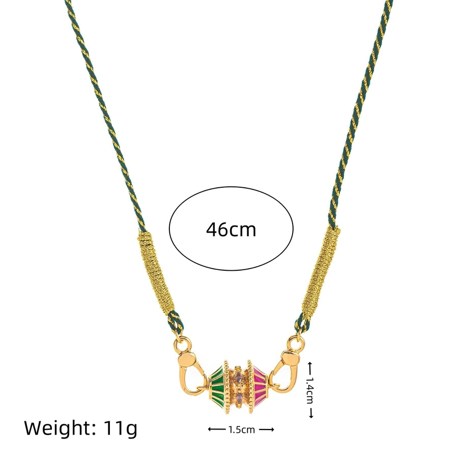 Simple Style Classic Style Geometric Gold Plated Zircon cotton rope Copper  Chain Necklaces