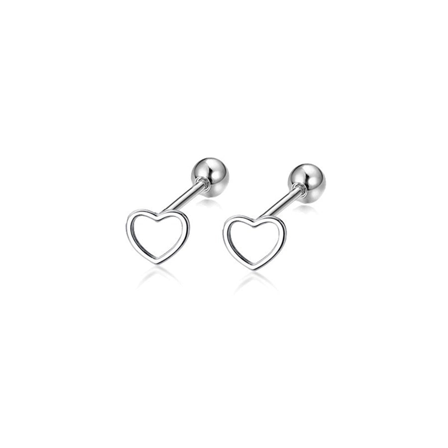 S925 silver anti-lost earrings love four-leaf clover round earrings stainless steel screw to prevent falling off without picking ear holes