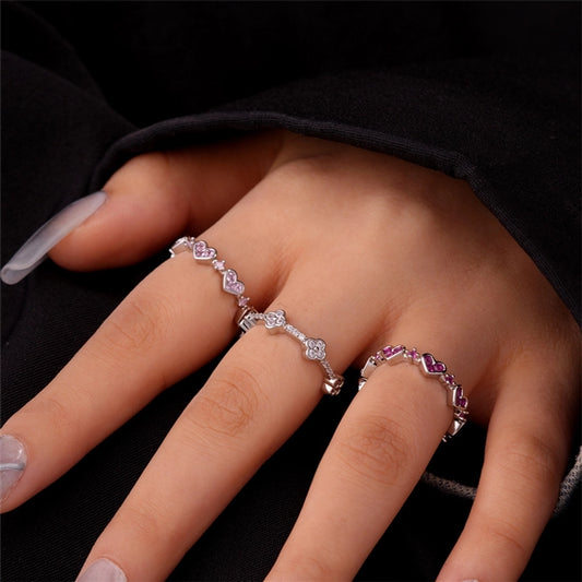 Copper IG Style Simple Style Plating Inlay Heart Shape Flower Zircon Open Rings