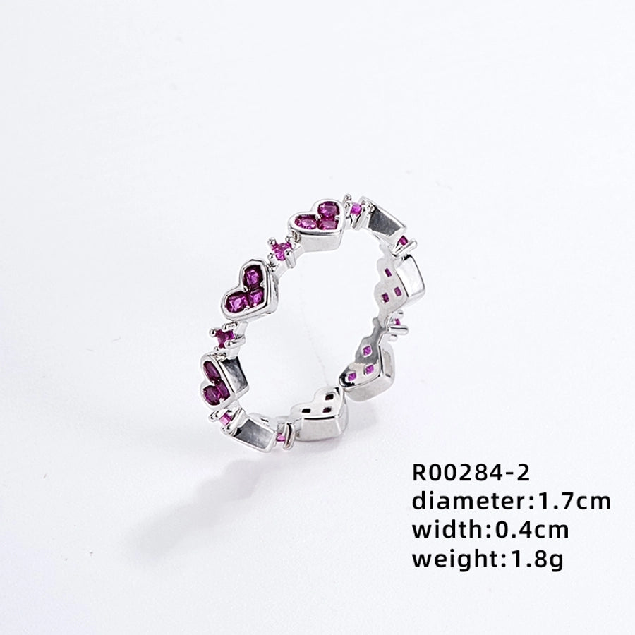 Copper IG Style Simple Style Plating Inlay Heart Shape Flower Zircon Open Rings