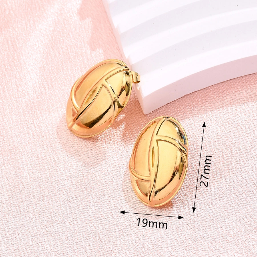 1 Pair/Package Modern Style Simple Style Lips Sector Oval Handmade Polishing Three-dimensional 304 Stainless Steel Ear Studs - CEJEW