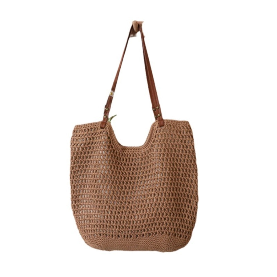 Women's Medium Polyester Solid Color Ethnic Style Weave Square Magnetic Buckle Straw Bag