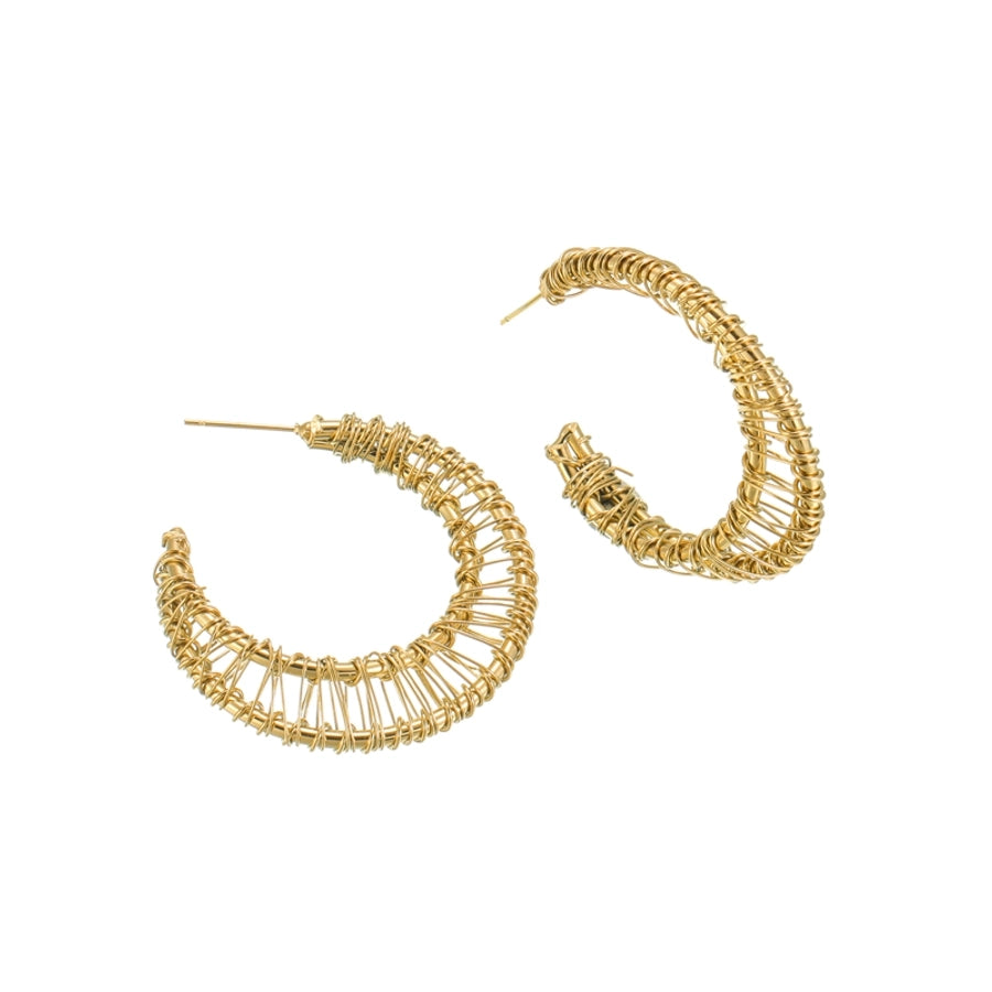 1 Piece Elegant Lady Simple Style Moon Braid 304 Stainless Steel 18K Gold Plated Stainless Steel Earrings