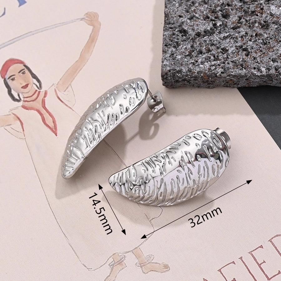 1 Pair/Package Modern Style Simple Style Irregular Stripe Handmade Polishing Three-dimensional 304 Stainless Steel Ear Studs