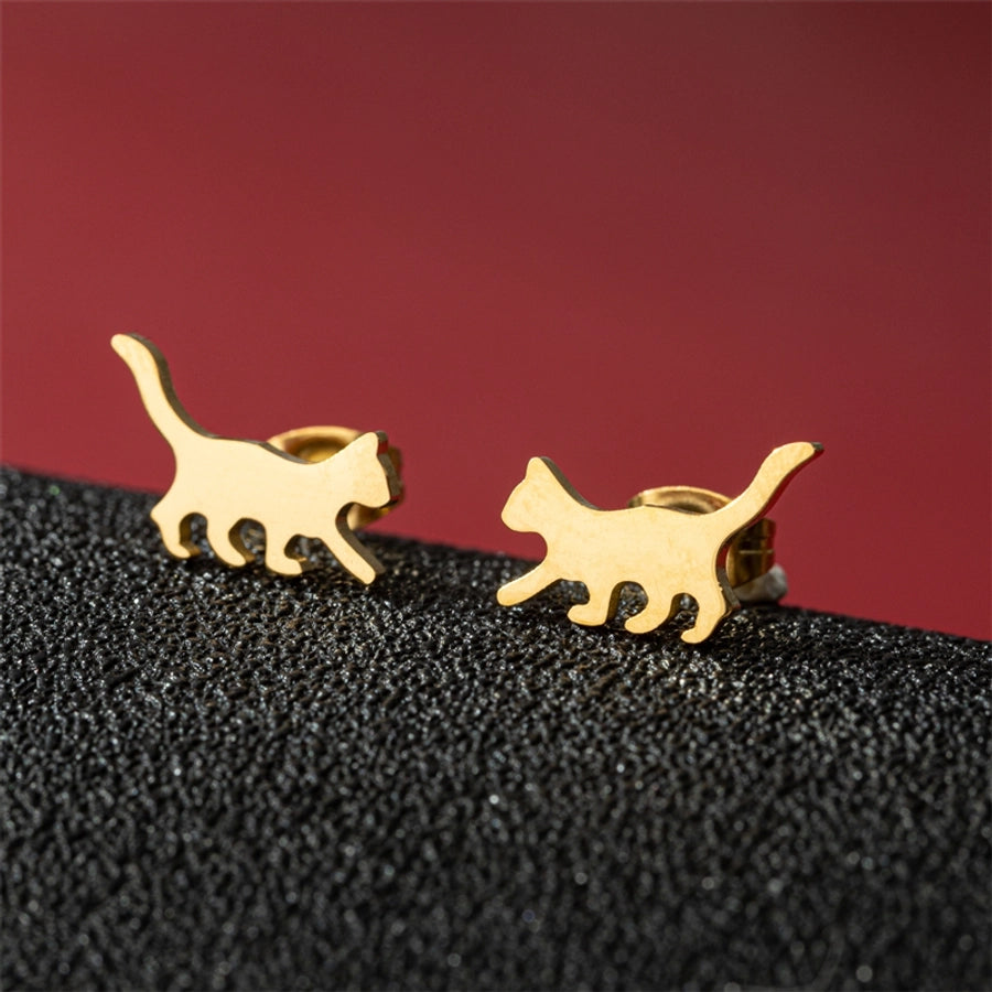 1 Pair Cute Basic Sweet Animal Cat Polishing Plating 304 Stainless Steel 18K Gold Plated Ear Studs