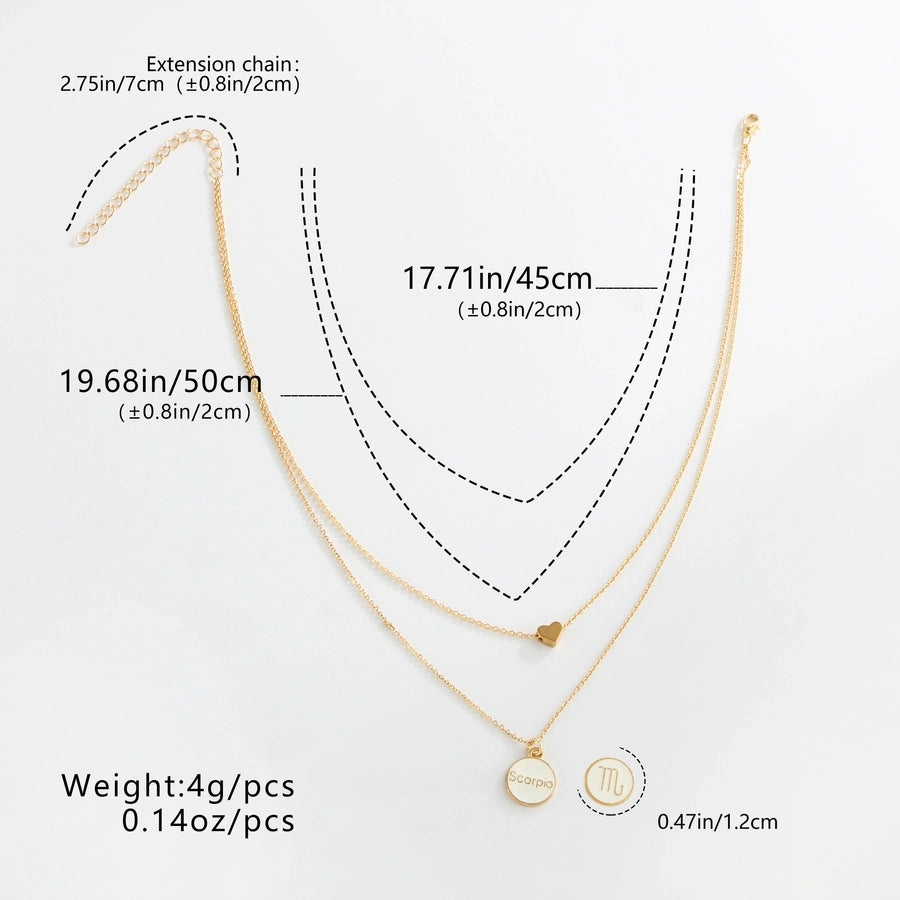 Basic Modern Style Classic Style Round Letter Constellation Alloy Copper Layered Plating 14K Gold Plated Women's Pendant Necklace