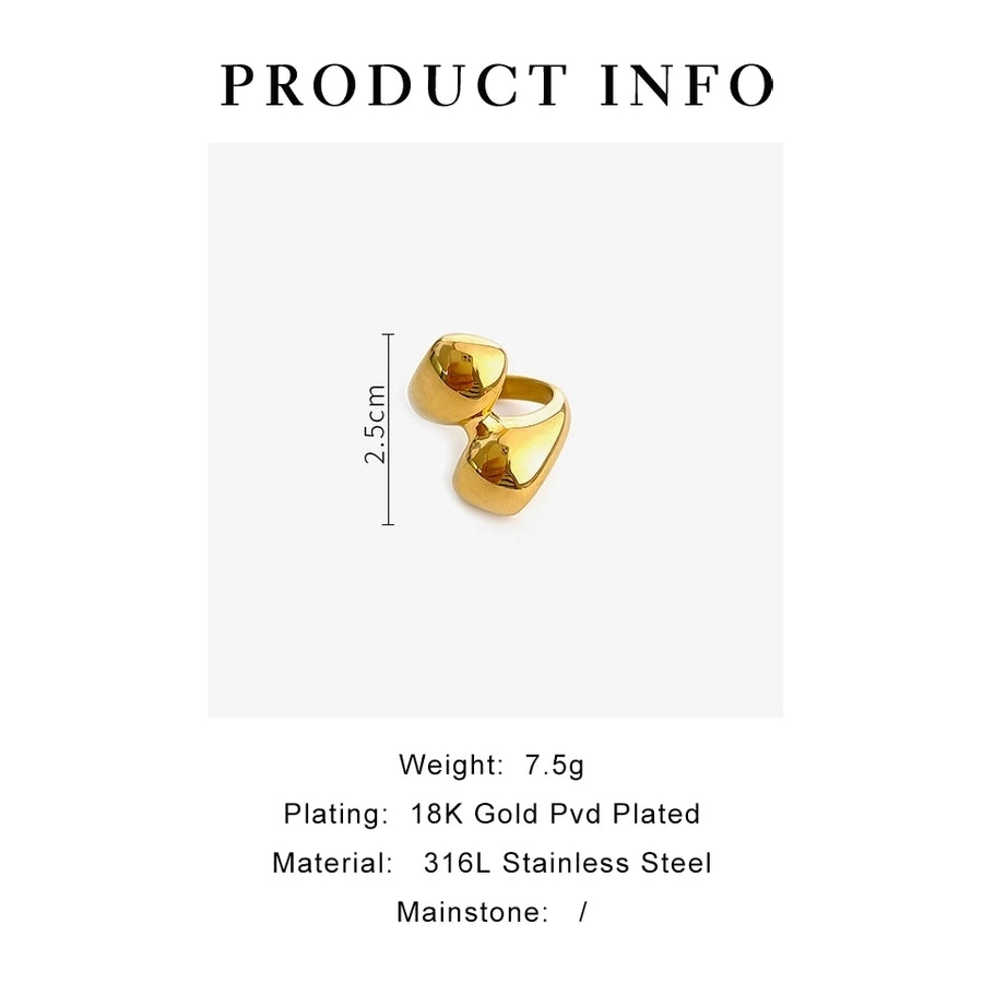 Jewelry Luxurious Simple Style Commute Geometric 316L Stainless Steel  Rhinestones 18K Gold Plated Rings - CEJEW