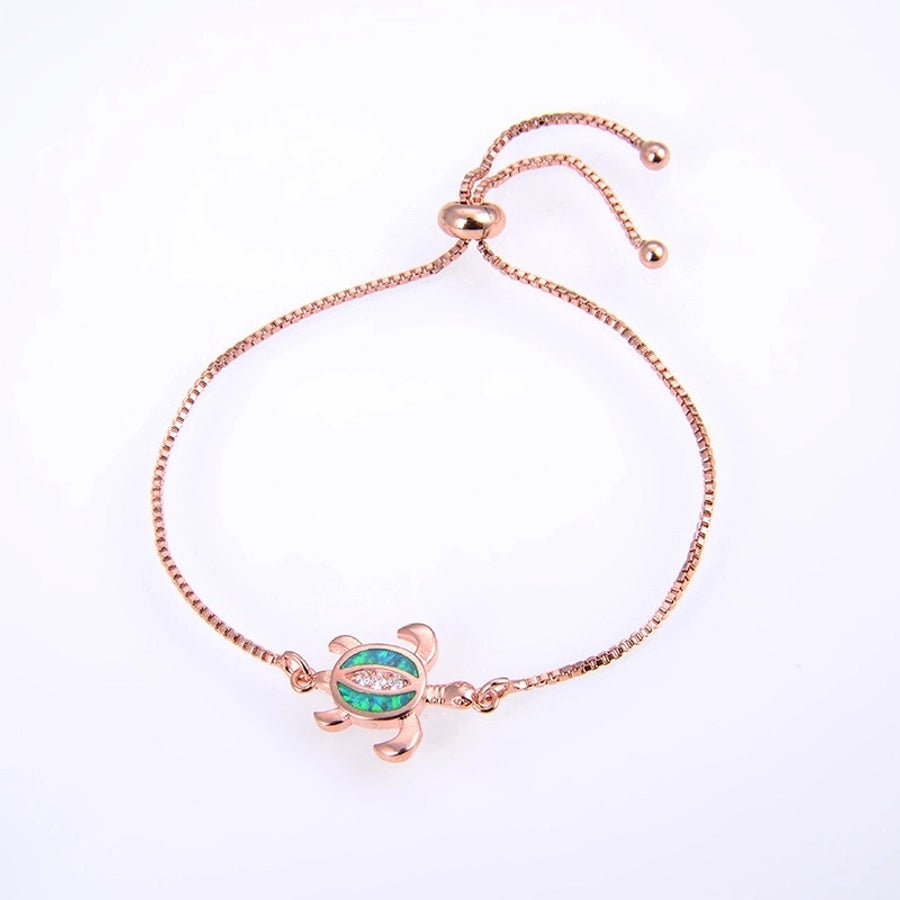 Copper 18K Gold Plated Polishing Plating Inlay Tortoise Opal Zircon Charms Bracelets