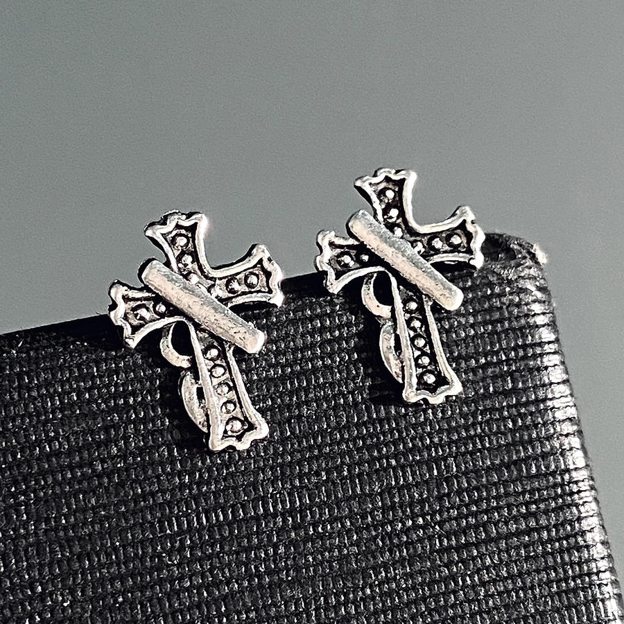 1 pair vintage style cross plating copper drop earrings