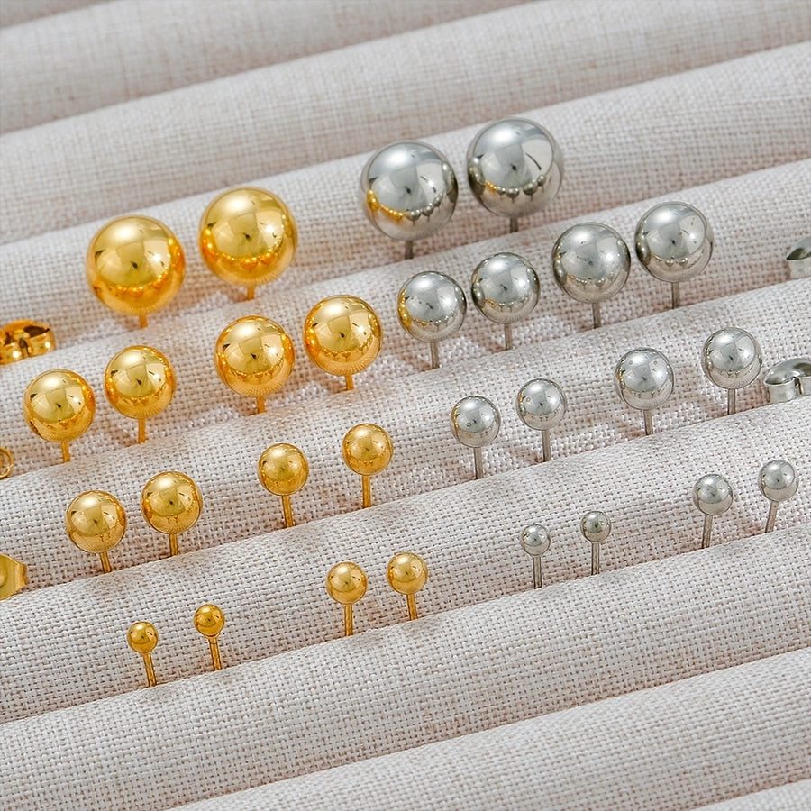 1 Pair Basic Ball 304 Stainless Steel Ear Studs