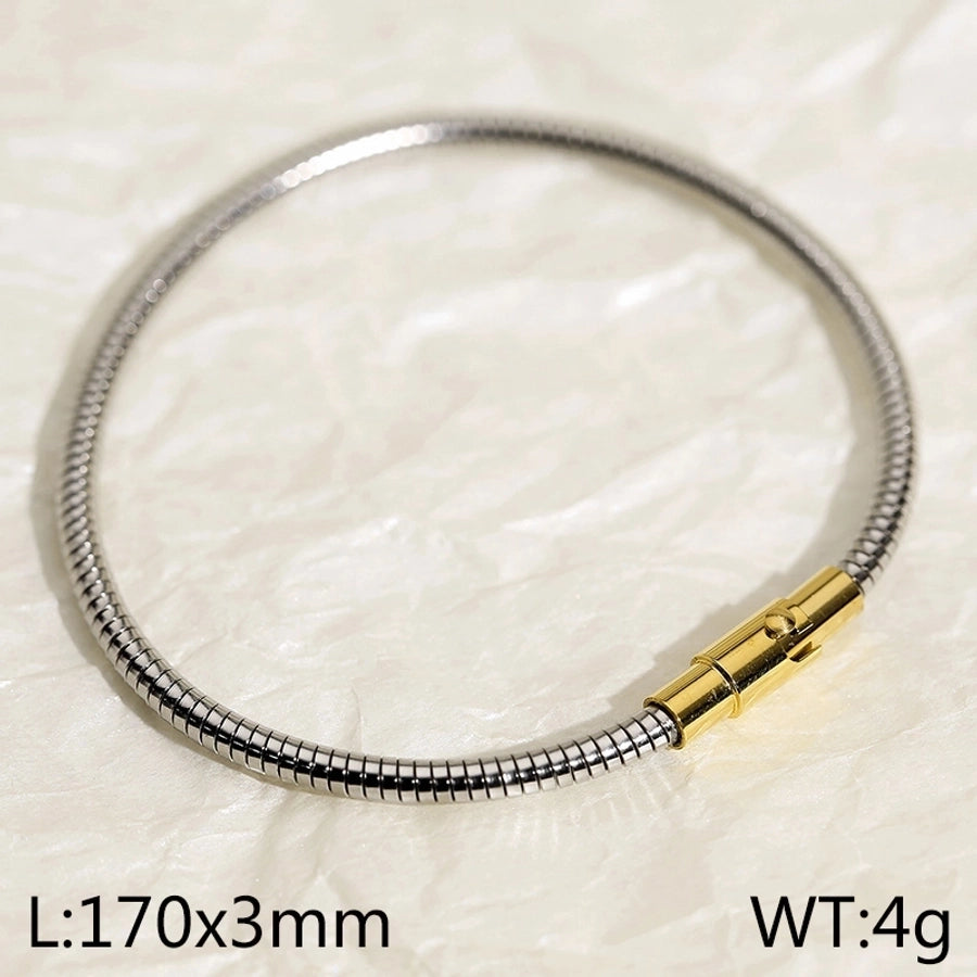 IG Style Simple Style Solid Color Titanium Steel 18K Gold Plated Bangle In Bulk