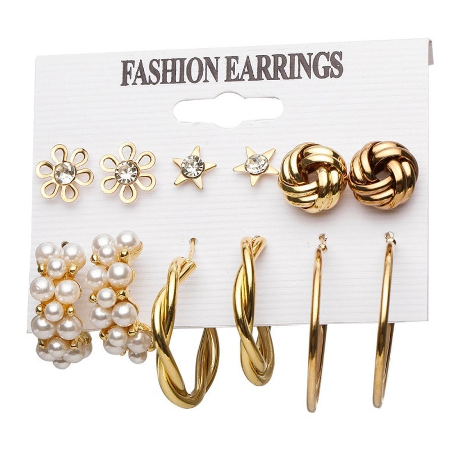 jewelry 1 set fashion geometric arylic alloy artificial pearls rhinestones earrings