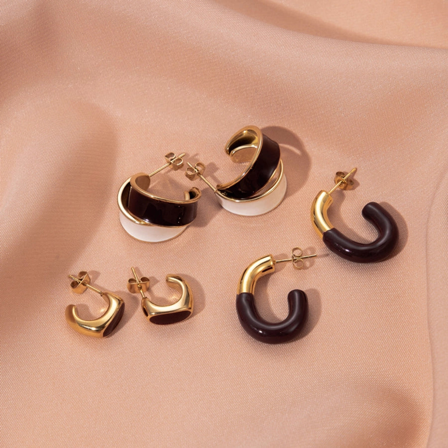 1 Pair Vintage Style French Style Korean Style U Shape Plating 304 Stainless Steel Earrings