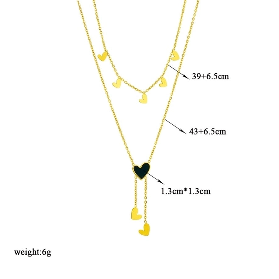 Jewelry Fashion Heart Shape 304 Stainless Steel 18K Gold Plated Tassel Stainless Steel Necklaces