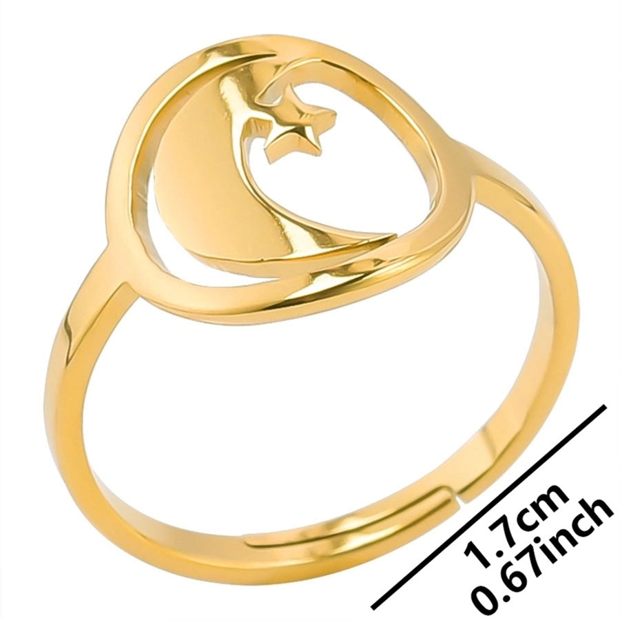 Jewelry Simple Style Solid Color 304 Stainless Steel 18K Gold Plated Plating Rings - CEJEW