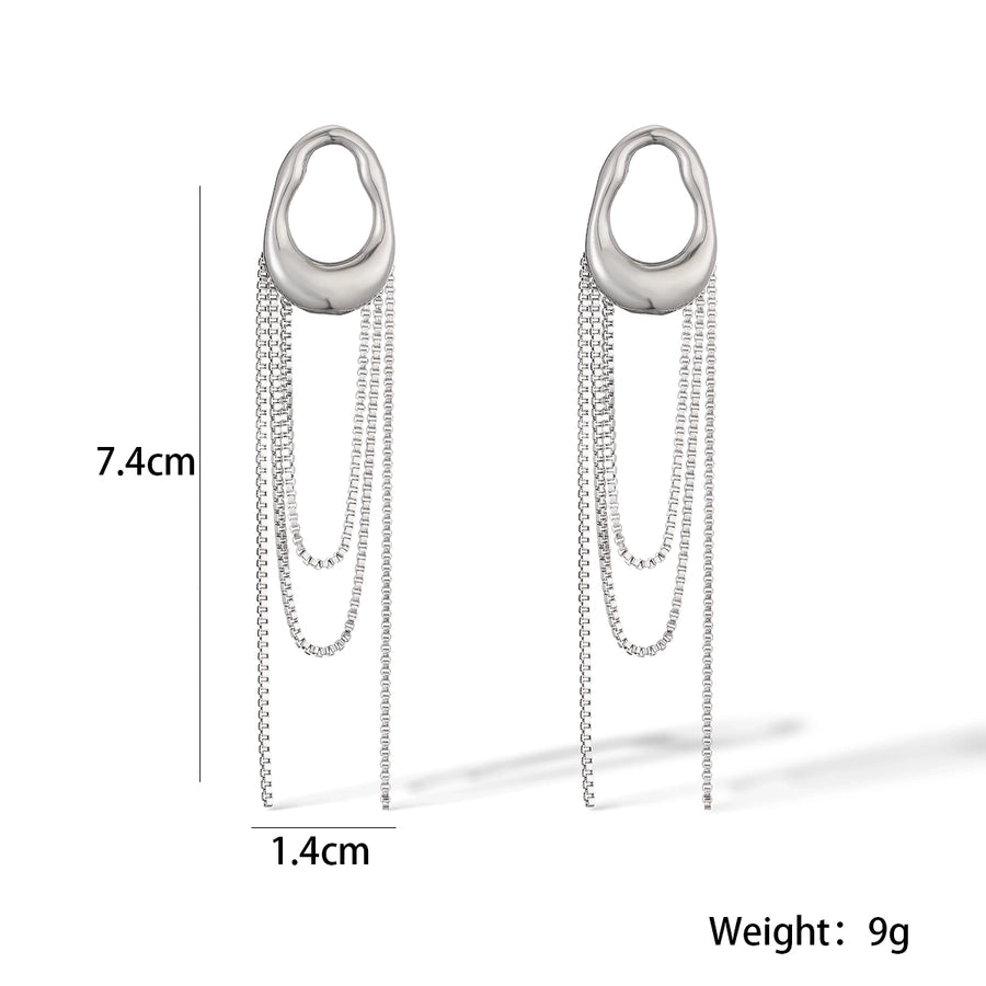 1 Pair Simple Style Commute Geometric Plating 304 Stainless Steel Drop Earrings - CEJEW