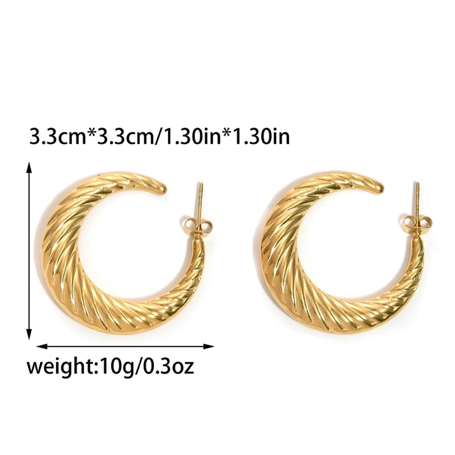 1 Pair Casual Simple Style Commute C Shape Moon Twist Plating 304 Stainless Steel 14K Gold Plated Earrings - CEJEW