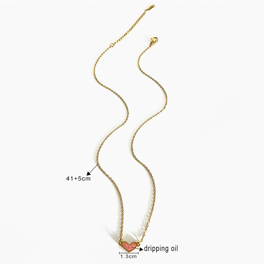 Jewelry Simple Style Heart Shape 316L Stainless Steel  18K Gold Plated Irregular Pendant Necklace