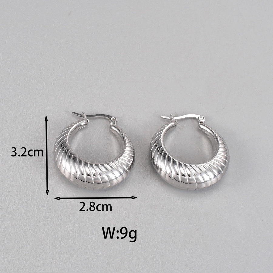 1 Pair Simple Style Classic Style C Shape Plating 304 Stainless Steel Titanium Steel 18K Gold Plated Ear Studs - CEJEW