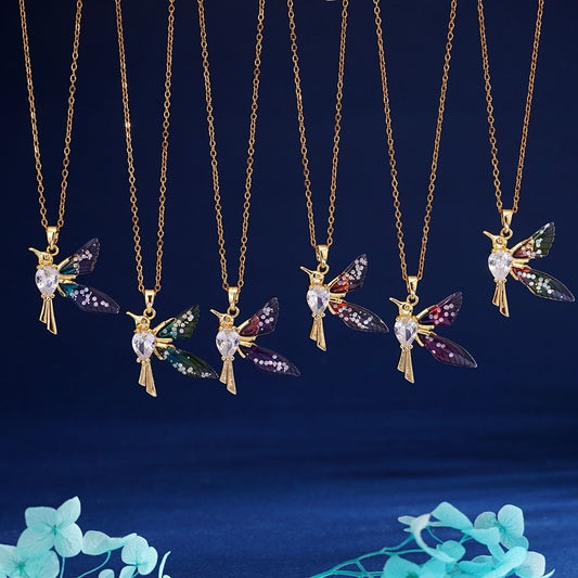 304 Stainless Steel Copper Inlay Animal Zircon Pendant Necklace