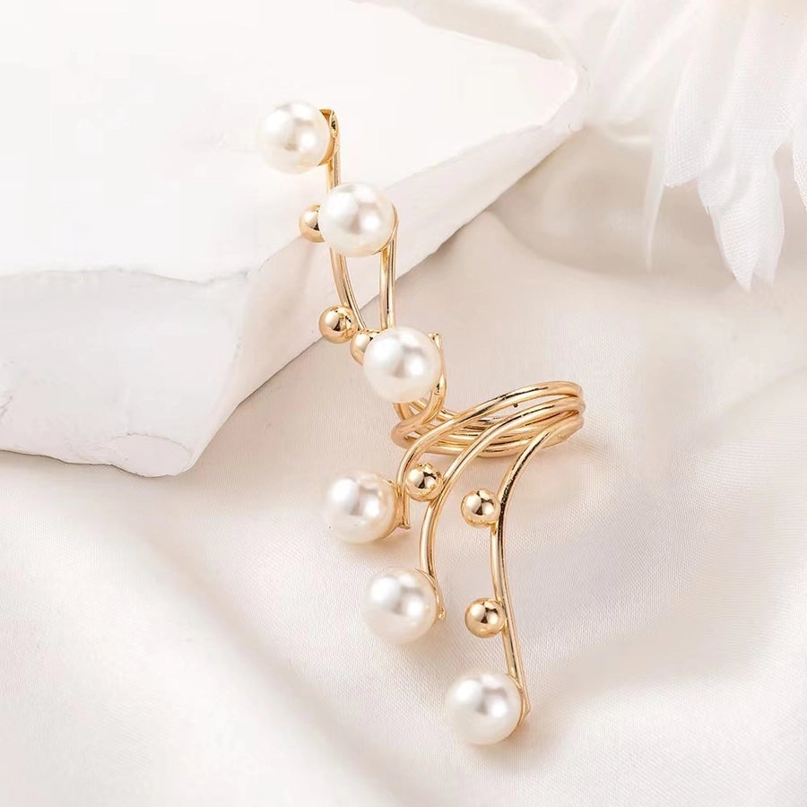 Elegant Exaggerated Sweet Round Alloy Inlay Pearl 18K Gold Plated Women's Rings