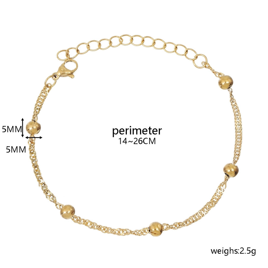 Classical Simple Style Solid Color 304 Stainless Steel 18K Gold Plated Bracelets In Bulk