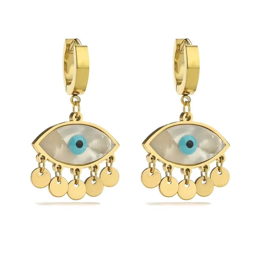 1 Pair Modern Style Artistic Devil'S Eye Plating 304 Stainless Steel Shell 18K Gold Plated Drop Earrings