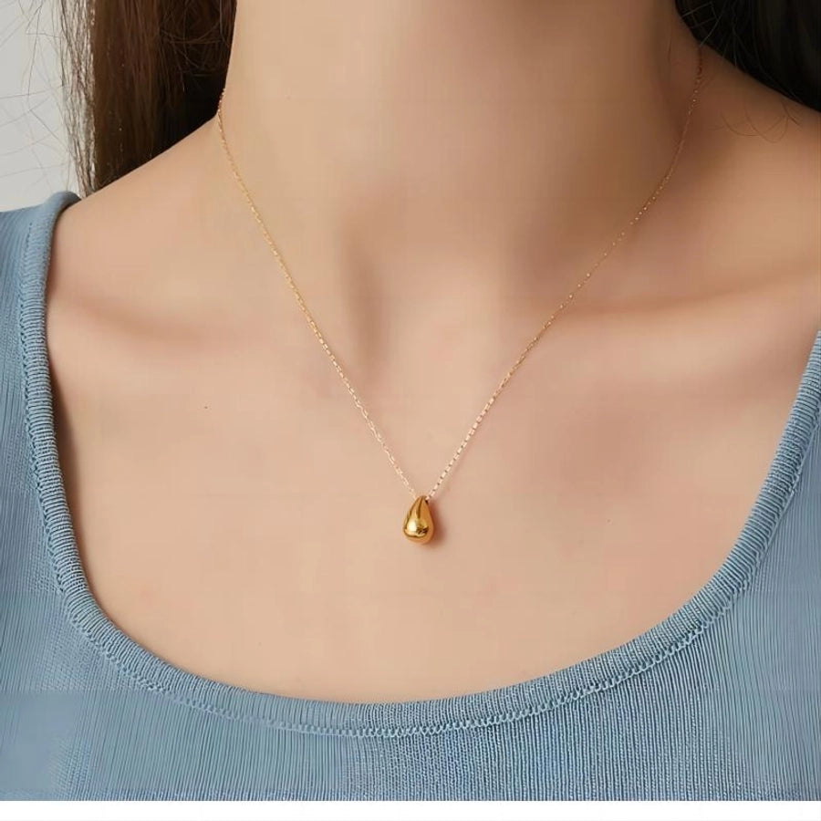 Stainless Steel 18K Gold Plated IG Style Vintage Style Polishing Plating Water Droplets Pendant Necklace