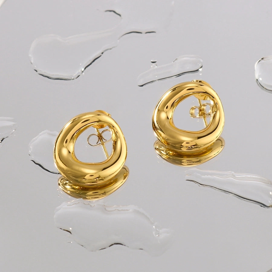 1 Pair Vintage Style Simple Style Circle Plating 304 Stainless Steel 18K Gold Plated Earrings