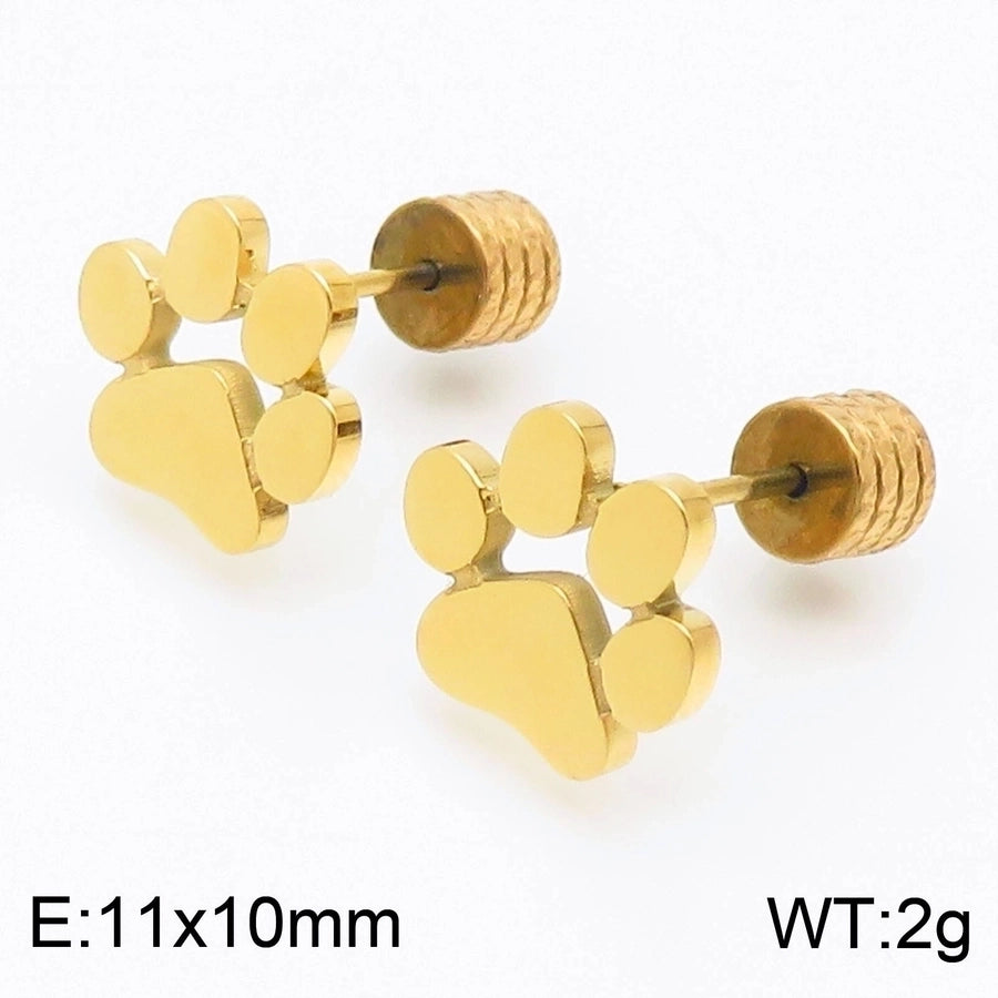 Fashion Heart Titanium Steel 18K Gold Plated Earrings Ear Studs