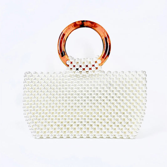 Women's Medium Arylic Solid Color Elegant Streetwear Beading Square Open Handbag