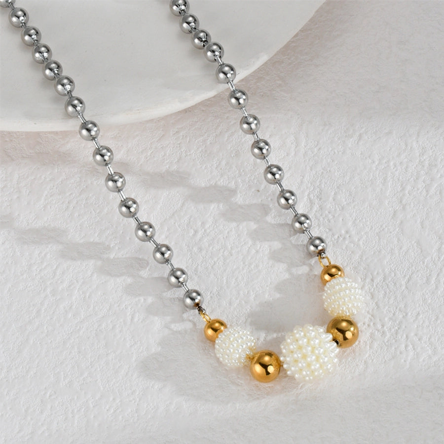 Jewelry Simple Style Classic Style Geometric 304 Stainless Steel 18K Gold Plated Beaded Bracelets Necklace