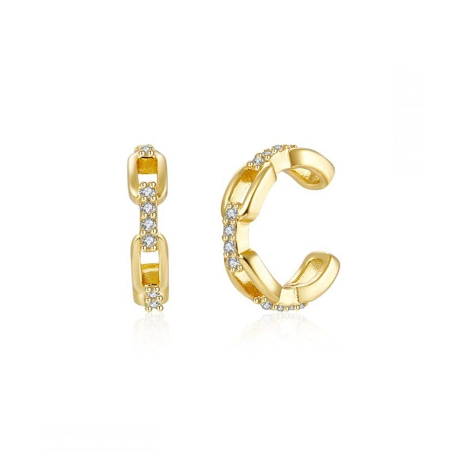 fashion single new flashing diamond copper ear clip geometric hollow ear bone clip without pierced female