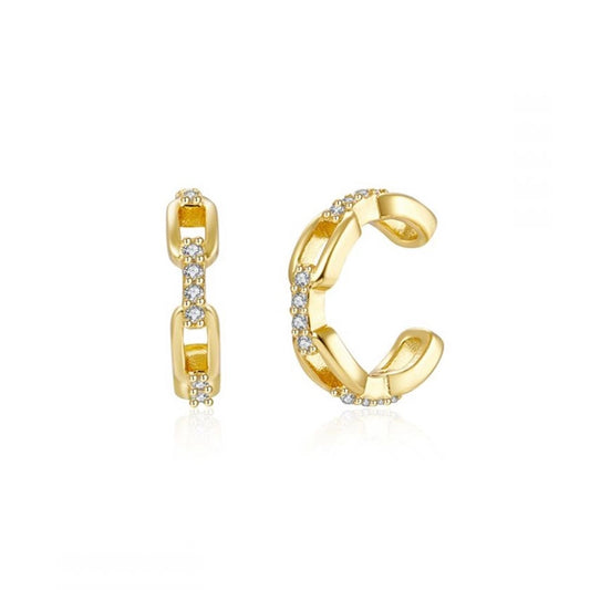 fashion single new flashing diamond copper ear clip geometric hollow ear bone clip without pierced female