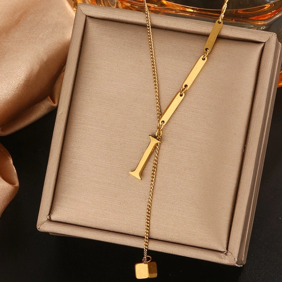 Jewelry Simple Style Artistic Letter 201 Stainless Steel 18K Gold Plated Pendant Necklace