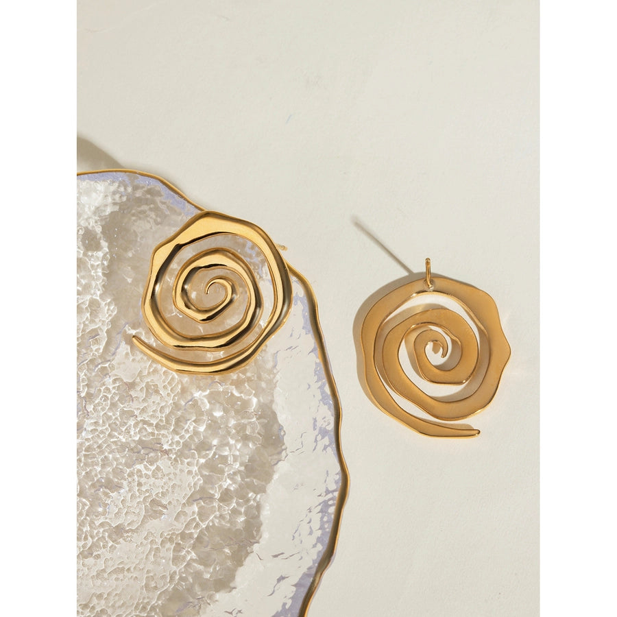 1 Pair Simple Style Classic Style Spiral Plating 304 Stainless Steel 18K Gold Plated Ear Studs