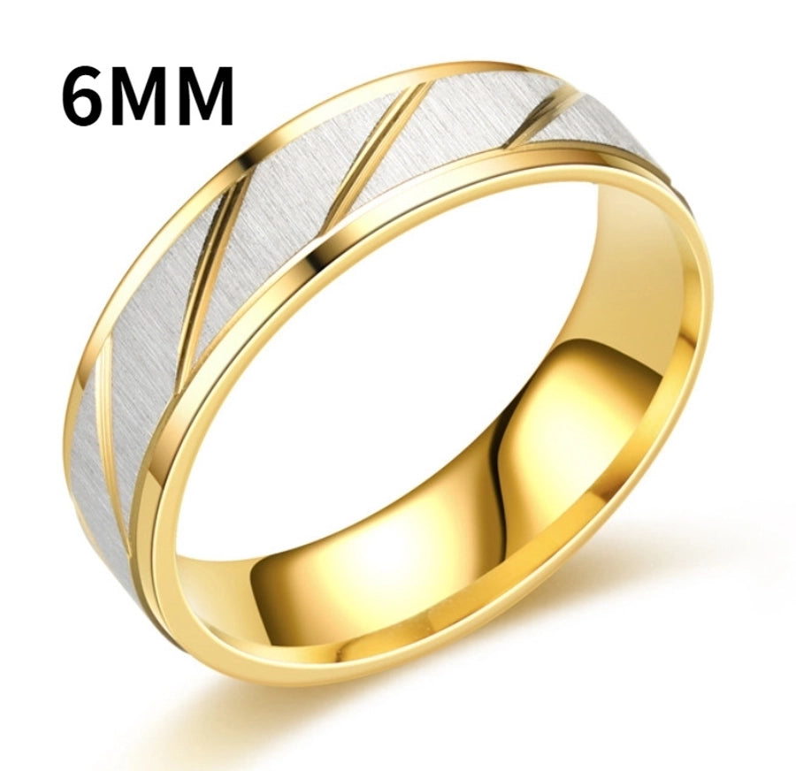 fashion golden slash stainless steel ring