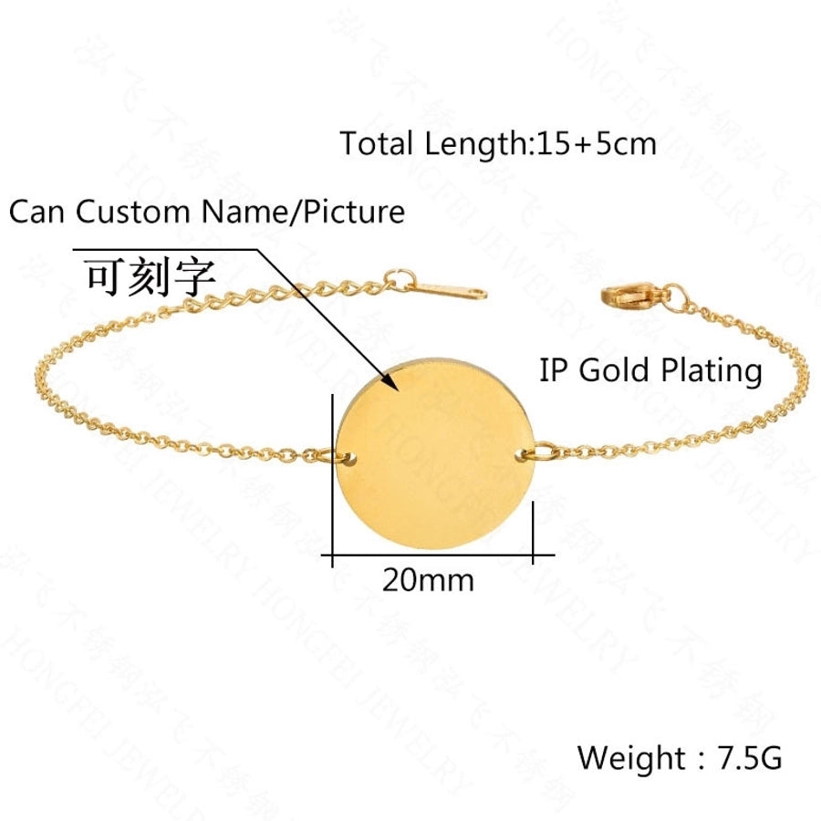 Simple Style Round 201 Stainless Steel Stainless Steel 18K Gold Plated No Inlaid Bracelets In Bulk - CEJEW