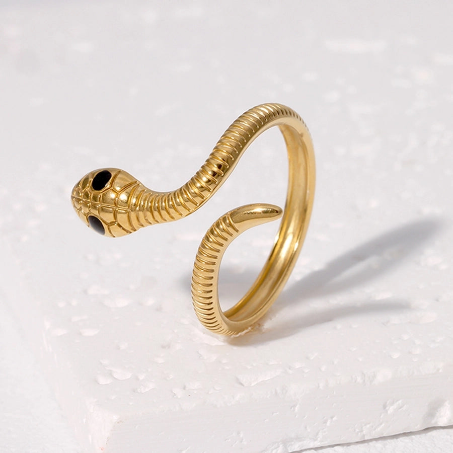 Jewelry Modern Style Simple Style Cool Style Snake 304 Stainless Steel 18K Gold Plated Enamel Stainless Steel Rings - CEJEW