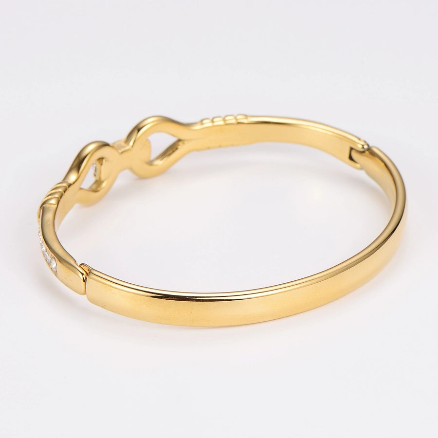 Simple Style Solid Color 304 Stainless Steel 18K Gold Plated Zircon Stainless Steel Bracelets In Bulk