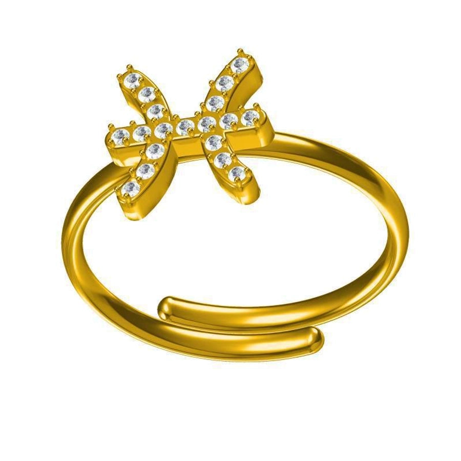 Jewelry Simple Style Constellation Titanium Steel Zircon Gold Plated Plating Inlay Open Rings