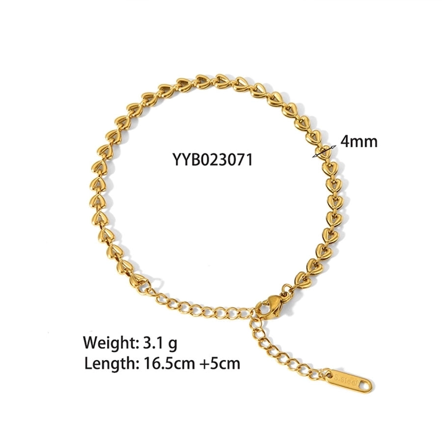 304 Stainless Steel 18K Gold Plated Simple Style Streetwear Plating Solid Color Bracelets Necklace