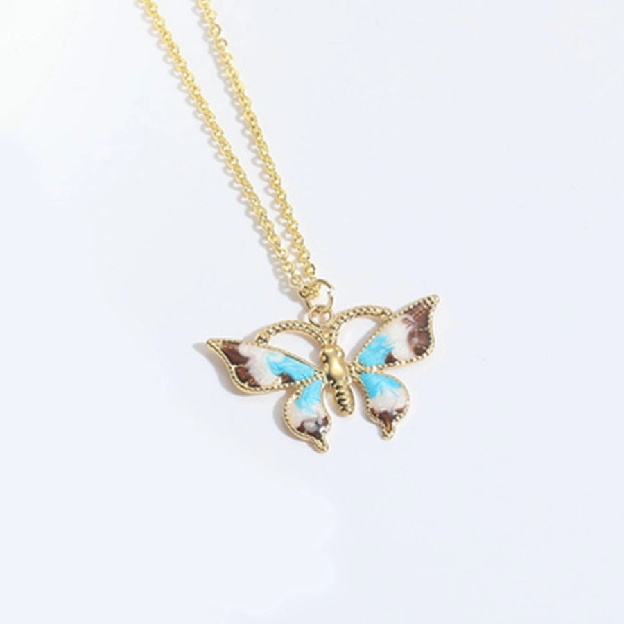 Copper 14K Gold Plated Butterfly Pendant Necklace