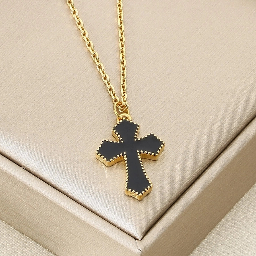 Jewelry Vintage Style Cross 304 Stainless Steel 18K Gold Plated Stainless Steel Necklaces